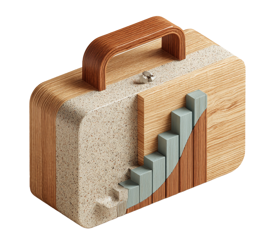 Premium briefcase with wealth growth trajectory